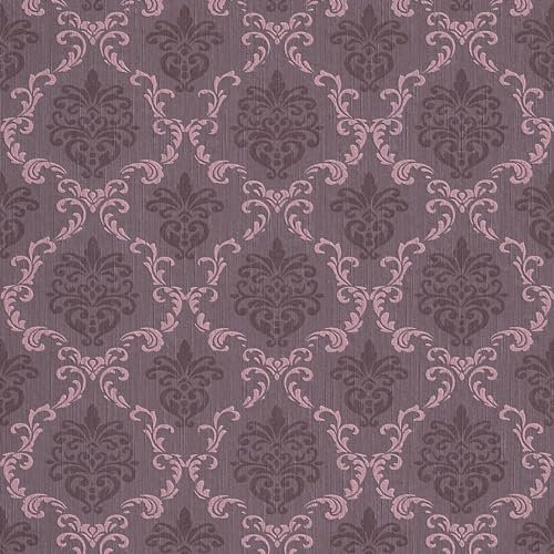 Textiloptik tapet Profhome 956295-GU textiltapet strukturerad i barockstil matt lila 5,33 m2