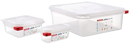 Araven ColorClip GN Set 3 in 1 in polipropilene 1/2, 1/6 e 1/9GN – Durevole, lavabile in lavastoviglie, ermetico, contenitore per alimenti da cucina commerciale per la casa