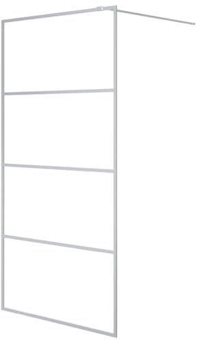 vidaXL Parete Doccia Walk in Argento 100x195 cm Vetro Trasparente ESG