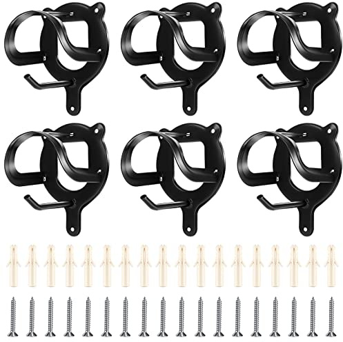 Dunzy 6 Counts Horse Bridle Rack Wall Mount Metal Bridle Hooks Bracket Halter Hanger Heavy Duty Horse Tack Storage Holder with Tubes and Screw for Tack Room Barn Stable Supplies, Black