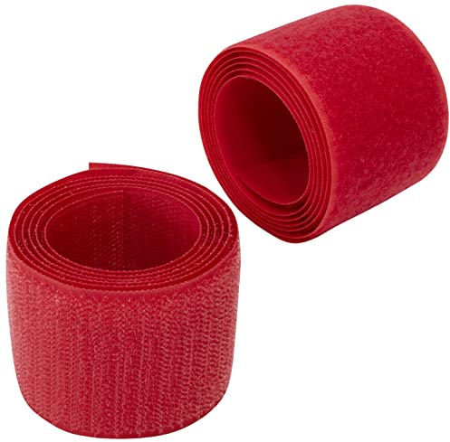 AERZETIX - C66001 - Bande/rouleau de scratch 50 mm 1 mètre auto-agrippant - organisateur/serre câbles - ruban sac vêtement attache sangle - couleur: rouge framboise - en polyamide et polyester