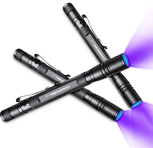 Geekhigh UV Taschenlampe LED 395nm Schwarzlicht Taschenlampe, Zoomable Pen Flashlight IP54 Haustier Urin Detektor für Haustier Urin, Katze Hund Flecken, Bettwanze, Skorpion, Toilette (3 Pack)