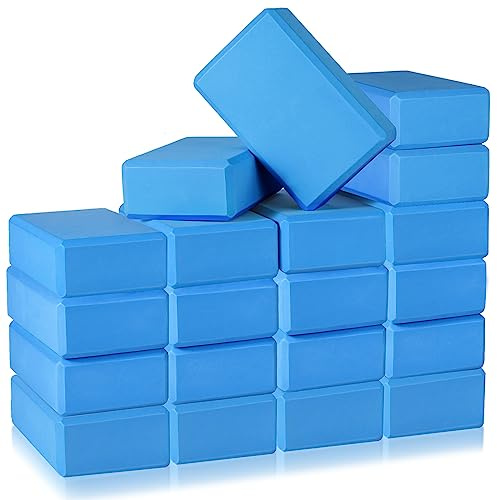 Honoson 20 Pcs Yoga Blocks Bulk 9''x6''x3'' High Density EVA Foam Blocks for Exercise Pilates Meditation, Lightweight Non-slip Surface, Improve Strength Balance Flexibility(Dark Blue)