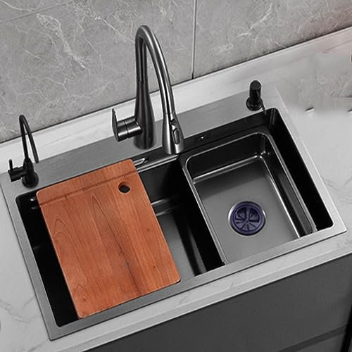 Lavello da Cucina Nano Acciaio Inossidabile 304 Monopezzo Nano Tecnologia Antibatterico e Anti-attrito Lavabo per lavastoviglie Lavello per lavastoviglie (750x450mm)