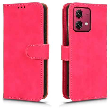HAOYE Funda para Motorola Moto G84 5G, Funda Tapa Libro Movil Carcasa PU Cuero Case Cover con [Protección Completa] [Ranura Tarjeta][Función Soporte], Rojo