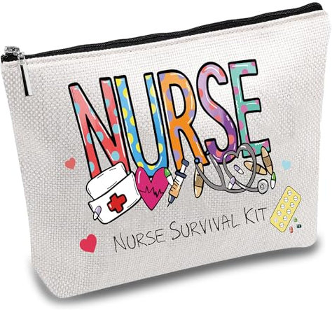 CREATCABIN Borsa per Kit di Sopravvivenza per Infermiere Borsa per Cosmetici Multiuso per Trucco Astuccio per Penne In Tela Borsa Da Viaggio Divertente Da Toilette con Cerniera Forniture 25x18cm