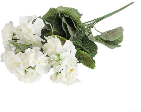 FUBESK Realistische künstliche Geranie, UV-beständig, für Hochzeit, Küche, Garten, Tischdekoration, für drinnen und draußen, Weiß