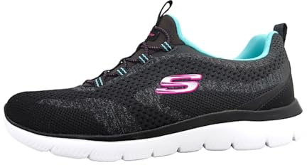 Skechers Vertici delle Donne Nuova Natura, Bordo Verde Acqua Rosa Lavorato a Maglia Nera, 40 EU