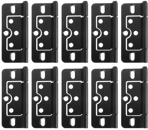 sourcing map 10Pcs 3x1.4 Inch Door Hinges Non-Mortise No Noise Bifold Door Hinges for Cabinet Furniture Window Wardrobe Electrophoresis, Black