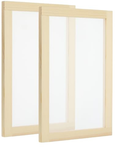 PATIKIL 11.8x7.9 Wooden Paper Making Screen, 2 Pack Paper Making Mould Frame Papermaking Mould Deckle for DIY Paper Craft Dried Flower Handcraft, Natural Color