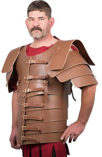 MDFCZXP Mittelalterliche Kunstleder Brustpanzer Retro Weste Rüstung Verstellbare Gürtelschnalle Brustschutz für Cosplay Theater Requisiten,Braun,40cm