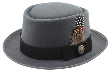 Cowboyhut Anhänger Bayerischer Trachtenhut mit Feder Herren Trachtenhut Hut Bayerischer Stopperhut Hut für Kostüm und Lederhose Bayerischer Hut Kostüm für Damen und Herren Tan Hüte für Damen, grau, M