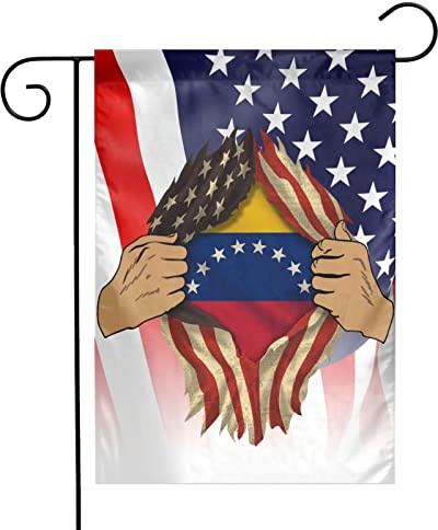 Bandera de Venezuela con la frase Sangre dentro de mí, bandera decorativa de doble cara de 12 x 18 pulgadas para el hogar y el exterior