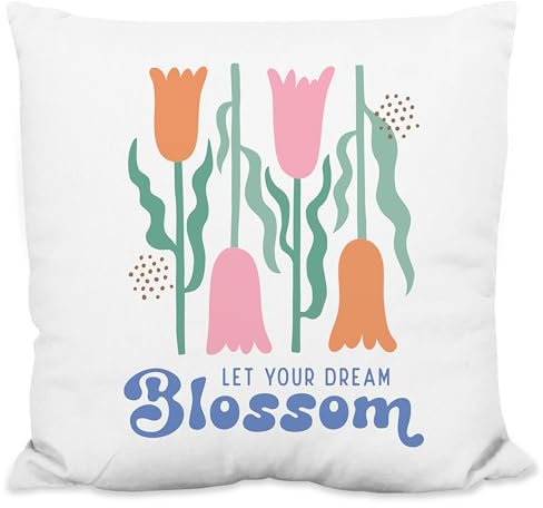 True Statements Kissen „Let Your Dream Blossom“ - 40x40cm, inkl. Kissen-Füllung | Geschenk-Idee, Zierkissen Deko (strukturiert)