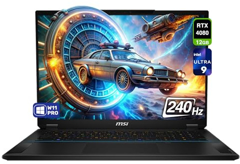 MSI Stealth 18 AI Studio Gaming Laptop, Intel Ultra 9-185H, 32GB DDR5 RAM, 2 TB PCle SSD, 18 QHD+ (2560x1600) 240Hz, Nvidia G-Force RTX 4080, tastiera retroilluminata, W11 Pro