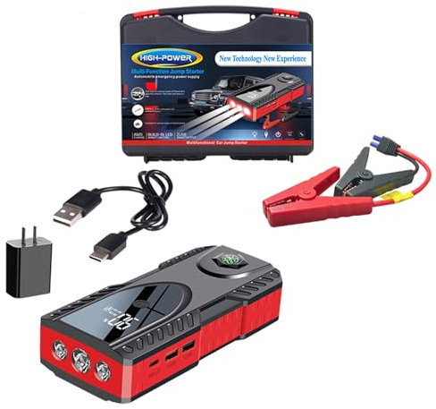 HTDRE Arrancador de batería para Coche, batería Externa de 12 V y 28 000 mAh, Potencia máxima de 800 A, arrancador de batería de Litio portátil para Motores de Gasolina de hasta 6 l/4 l diésel