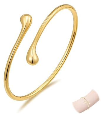 AzureRay Bracelet doré en spirale pour femme, Bracelet en or minimaliste et ouvert, Bijou élégant, Accessoire de mode lavable à l'eau (gold)