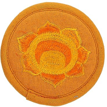 Tappetino Rotondo per Ciotola Sonora Buddista, Arancione | Cotone, Design Semplice Compatto, Leggero e Facile da Riporre e Trasportare Stile Casuale