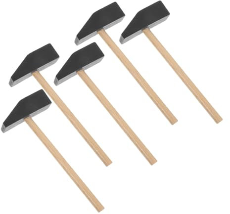 YARNOW 5pcs Mini Wooden Hammer Set for Toddlers, Small Safe Wooden Mallet Toy for Kids Creative Play and Building Blocks, Black Flat Head Design for Child Party and Birthday