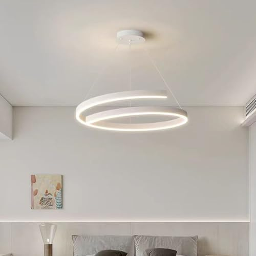 Chao Zan Hängelampe led wohnzimmer, pendellampe rund, esszimmerlampe pendelleuchte ring, deckenleuchte modern hängend, led hängeleuchte schlafzimmer (Weiß-A)