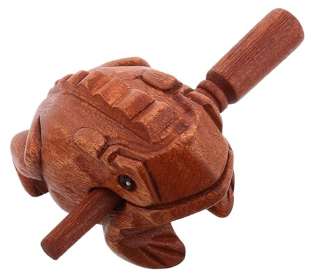 Wooden Frog Guiro Handcarved Musical Instrument with Stick | Crisp Sound, Solid Texture, Creative Design, Unique Shape for Decorative Piece
