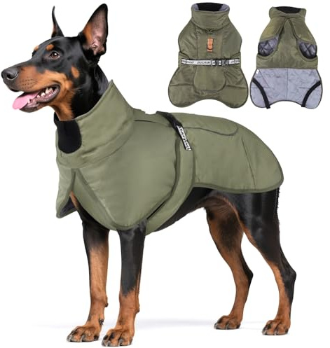Ledeak Caldo Cappotto per Cani, Giacca Invernale Impermeabile per Cane, Abbigliamento Antivento Riflettent con D-Ring, Cappottino per Freddo, Cappotti per Cani Taglia Media Grande (Verde, 2XL)