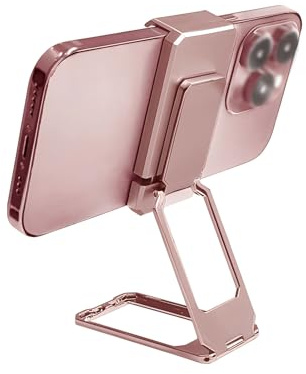 HUVZOR Support pour Smartphone avec clip arrière, Rotation à Double Sens Téléphone en Métal Rotation à 360° Compatible pour Divers téléphones Mobiles Les Smartphones(Or rose)