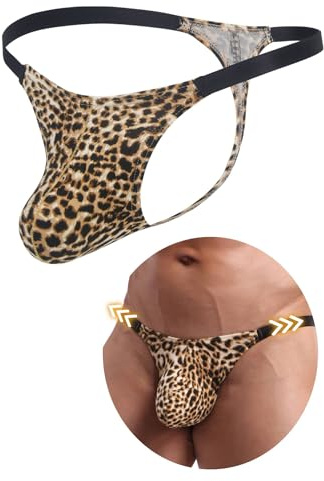 comeondear Tanga Hombre Sexy de Leopardo/Encaje Tangas Hilo Elastico Ropa Interior Sexy para Hombre String Calzoncillos Talle Bajo Slips Thong Men Lenceria Talla Grande