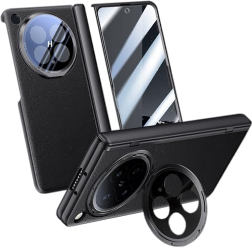 Leather Case for OPPO Find N6, Hinged Cover for Find N 6, Mobile Phone Shell, Support Frame, Cell Phone Holster Black