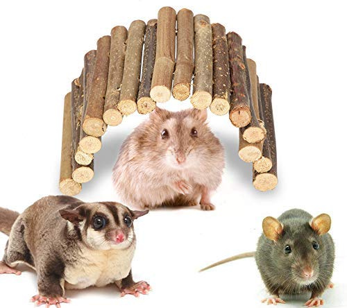 Ponte di Criceto, Ponte di Legno per Scale Nascondino per Piccoli Animali Roditori Giocattolo da Masticare Gabbia per Animali Domestici Decorazione per Rettile Furia Cincillà