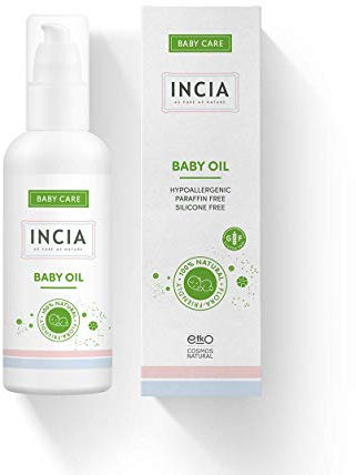 INCIA Baby öl 110ml (Enthält keine künstlichen Duft- und Farbstoffe, Parabene, Silikone und Paraffin, ideal für Babys und Erwachsene, mit Sesameöl - Jojobaöl - Vitamin E)