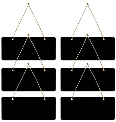 Dokpav Mini Tafel, 6 Stücke Klein Holz Kreidetafel, Tischkarten Platzkarte, Kreidetafel Memotafel Tafel zum Aufhängen, für DIY Handwerk Hochzeit Geburtstag Party Dekoration Preisschild Lieferungen