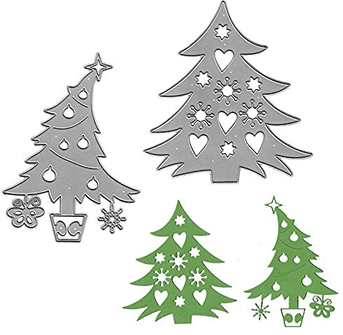 Metall-Stanzformen für Weihnachtsbaum, Tannenbaum-Stanzformen und Schablonen für Scrapbooking, Kartenbasteln und Festival-Dekoration, 2 Stück