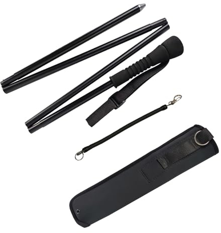 EUPHENG Fold-able Wading Staff Safe Stainless Steel Core T7075 Aluminum Body Corrosion Resistance Wading Stick with Neoprene Pouch for Fly Fishing