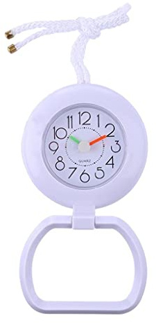 Sharplace Badezimmer Duschwanduhr Schiefer Hängeuhr mit Ringhandtuchhaken, Geräuschlos, Zum Aufhängen Oder Aufstellen, Weiß