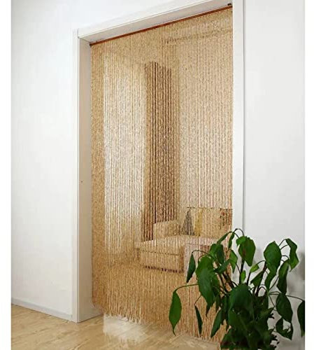 Bamboo Beaded Door Curtain Wooden Doorway Partition,Summer Door Curtain,Curtain Panel for Room Decor,Insect Fly Screen,Retro Style,for Living Room Bedroom Kitchen,Custom (80x100cm(80 Strands))