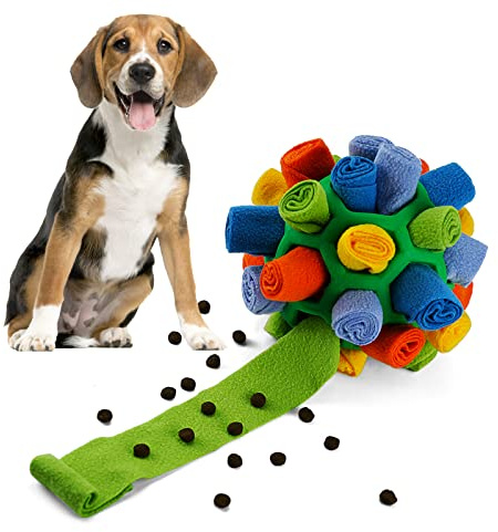 Larimuer Palla da fiuto per cani, Giocattoli Puzzle per Cani giocattolo interattivo Portatile, giocattolo per l'alimentazione per cani di piccola, media,taglia(verde e arcobaleno)