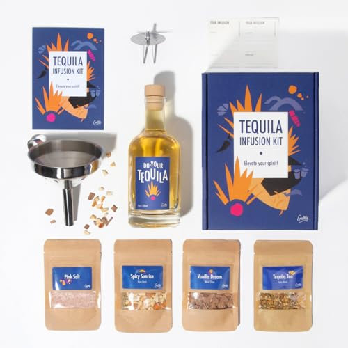 Tequila Infusion Kit by Craftly | Plant-Based Infusions for Homemade Cocktails | Tequila Gift Set | Gift for Friend, Partner | Valentine Gifts for Men & Women | Spices & Bottle