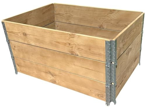 3 x Palettenrahmen Eiche Hochbeet PR12080EIEIEI aus Holz, 120x80x59 cm groß, faltbar, steckbar und stapelbar, Hochbeet für Garten, Obst, Pflanzen, Blumen, Gemüse und Kräuter