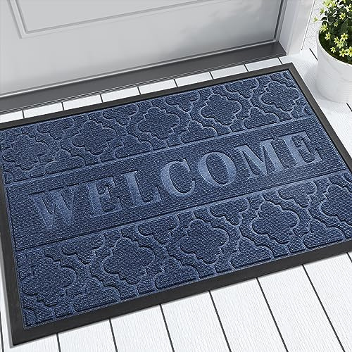 Yimobra Fußmatten – rutschfeste, waschbare, Strapazierfähige Türmatte für Haustüren, Flur, Büro – Blau, 75 x 43 cm – ideal für außen und innen.