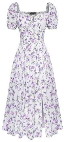 Scarlet Darkness Summer Spring Split Floral Corset Midi Dress with Pockets