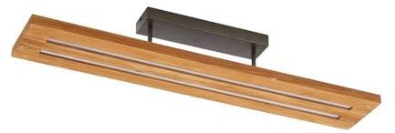 Lindby LED Deckenlampe Nesaja dimmbar (Landhaus, Vintage Rustikal) aus Holz (1 flammig) - Deckenleuchte Lampe Wohnzimmerleuchte