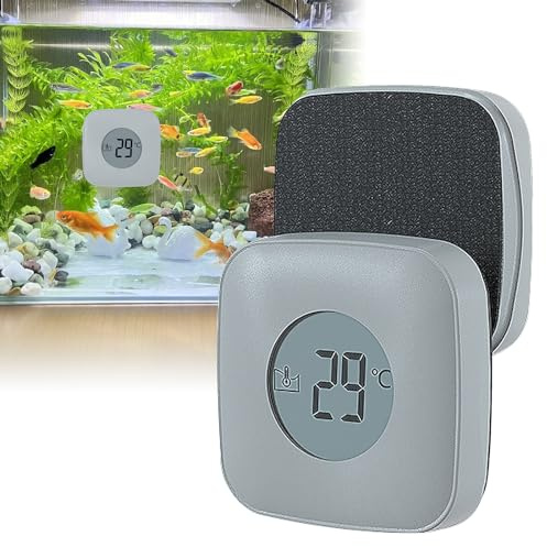 Akvarium magnetisk borste – Akvarium vindruterengörare magnet med temperaturdisplay, akvarium magnetisk borste, glasrenare för algborttagning fiskglasbassäng akvarierengöring