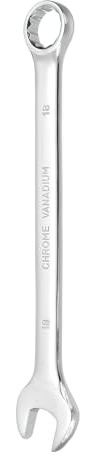 sourcing map Llave combinada de 18 mm métrica, caja de 12 puntos y extremo abierto CR-V de acero de doble extremo para reparación de tuberías, muebles, maquinaria, bricolaje, color blanco plateado