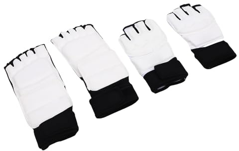 UPALDHOU Protezione per le Mani Taekwondo, in PU con Protezioni per i Piedi, Attrezzatura da Allenamento Regolabile per Sparring, Kickboxing, Boxe, Muay Thai (L)