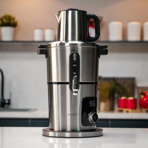 KOCHMASTER Aura Samovar 4,0L + 1,0L, rostfritt stål, 2000W, med temperaturreglering & varmhållningsfunktion, elektrisk tekokare