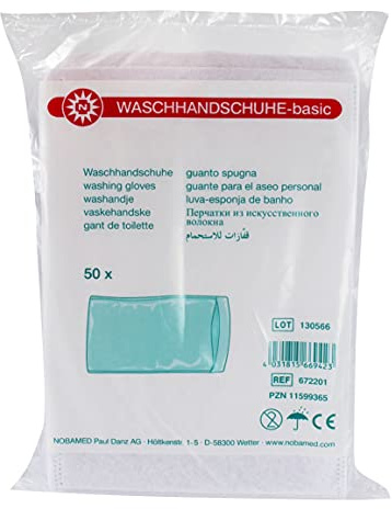 NOBAMED Noba Waschhandschuhe Basic gesiegelt 60g/qm Vliesstoff (20 x 50 = 1000 Stück)