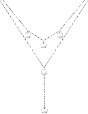Elli Halskette Damen Y-Kette Geo Layer Kreis Plättchen 925 Sterling Silber