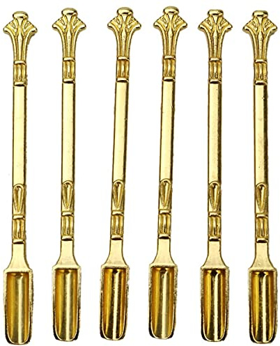 HUELE 6pcs Oro Cuchara Snuff Micro Cuchara Espátula Medicina Cuchara