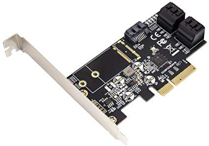 IO Crest Internal 5 Port Non-Raid SATA III 6GB/s PCI-E x4 Controller Card for Desktop PC Support SSD and HDD with Low Profile Bracket. JMB585 Chipset
